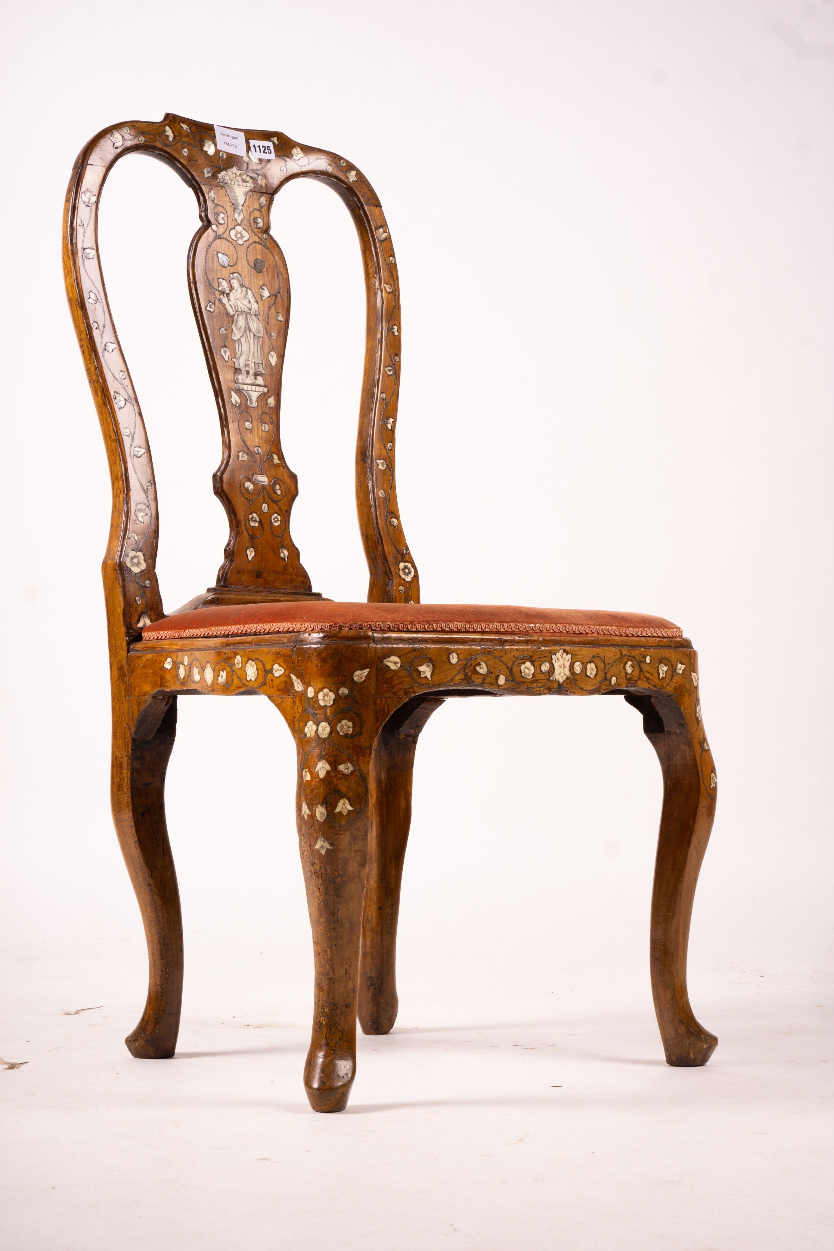 An 18th century ivory inlaid side chair